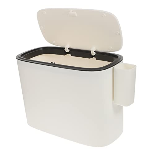VOSAREA Home Trash Can Slim Trash Can Waste Basket for Office Compost Trash Can Slim Garbage Bin Trash Recycling Containers Rectangular Garbage Container Plastic White Containers with Lids