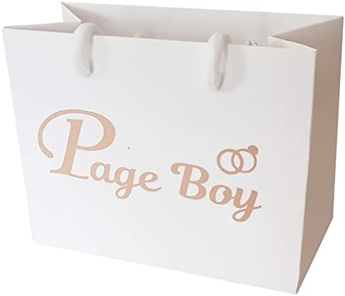 Small Wedding Gift Bags - White and Copper Gold Gift Bag with Rope Handles and Tissue Paper - Favours (Bridesmaid)