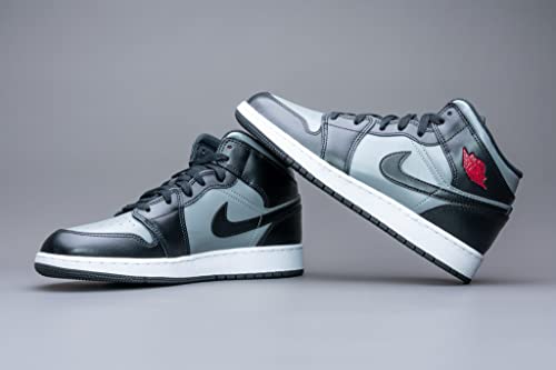 Nike Unisex Air Jordan 1 Mid (GS) Sneaker, Kids, Black/Gym Red-Particle Grey, 5.5 M US