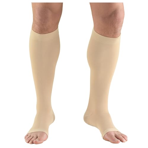 Image of Truform 20-30 mmHg Compression Stockings for Men and Women, Knee High Length, Open Toe