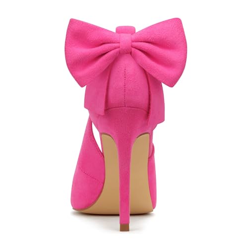 Carcuume Women's High Heels Strappy Pointed Toe Bow Pumps Ankle Strap Stiletto Party Shoes4