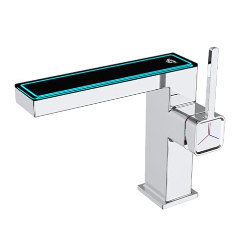 Mitigeur de salle de bain avec affichage LED température robinet lavabo laiton