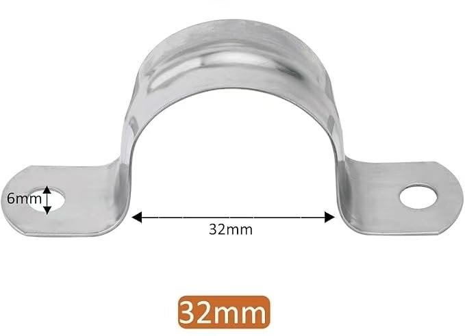 20Pcs M32?1-1/4 Inch) Stainless Steel Conduit Clamps, Two Hole Strap U Bracket Rigid Pipe Strap Metal U Clamp Conduit Strap Tension Clips U-tube Clamp Heavy Duty