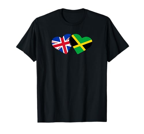 UK Jamaica Flag T Shirt Heart British Jamaican Love Cute T-Shirt