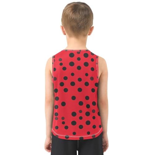 Boys Tank Top Shirts Black Polka Dot Red Sleeveless T-Shirts Crew Neck for Kids Clothing Children3