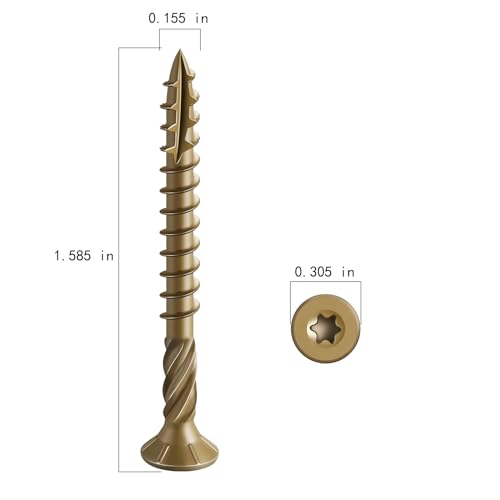 Image of Wensilon #8 * 1-5 /8 inch Deck Screws, (377pcs) 2 lbs.Exterior Wood Screws, Rust Resistant epoxy Coated, Bronze, T20 Star Bit
