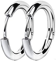 findout Ladies Multiple Colors to Choose fromTitanium Steel 10mm 12mm 14mm Classic Simple Circle Flattened Hoop 3 works Earrings - Image 3