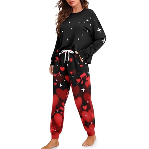 Image of Women's Pajamas Set Soft 2 Piece Loungewear Long Sleeve Pj Set Matching Sleepwear with Pockets for Women Plus Size