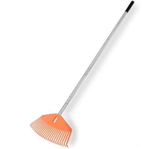 YEELOR 16.5-Inch Wide Adjustable Handle Leaf Rake - Plastic Rake Head Lightweight & Compact Used for Leaf Collection Suitable for Small-Scale Cleanup Ideal for Seniors and Kids
