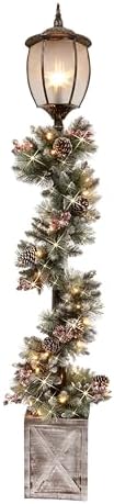 Puleo International 7' Lamp Post with Decorated Garland and 50 Wa...