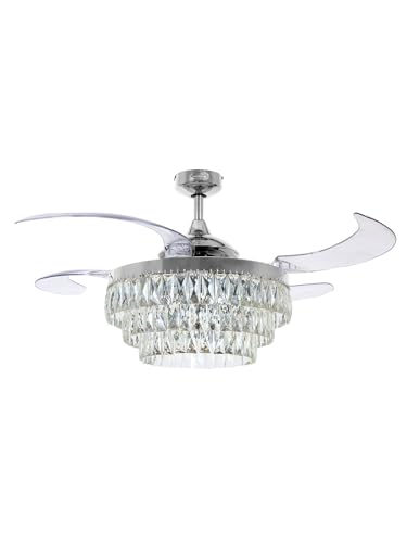 FANAWAY Ventilador de techo Veil, ventilador con iluminación, ventilador de techo en diseño elegante con aspas plegables, diámetro 121 cm