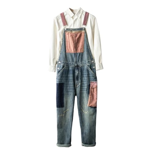 Salopette en denim de travail homme anti-déchirure multipoches