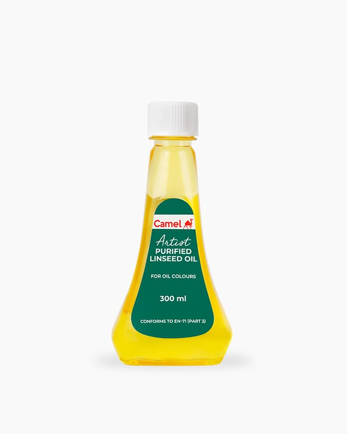 Image of Camel Purified Linseed Oil 300 ml | Painting Medium for Oil Colours | Improves Flow, Gloss & Drying Properties | Ideal for Artists & Oil Painting