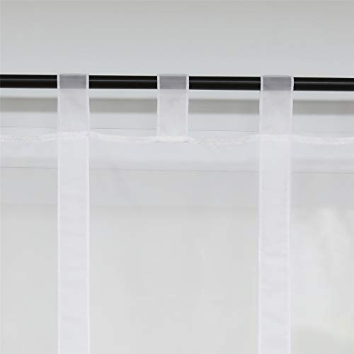 ESLIR Roman blind with loops, Roman curtains, voile curtains, kitchen tie curtain, transparent, loop blind, curtains - Image 2