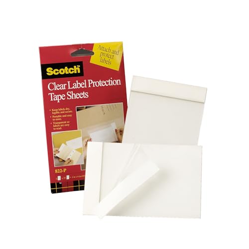 Image of 3M Scotch 4 x 6 Clear Label Protection Tape Sheets, 25 Sheet, 2 pads (822P)