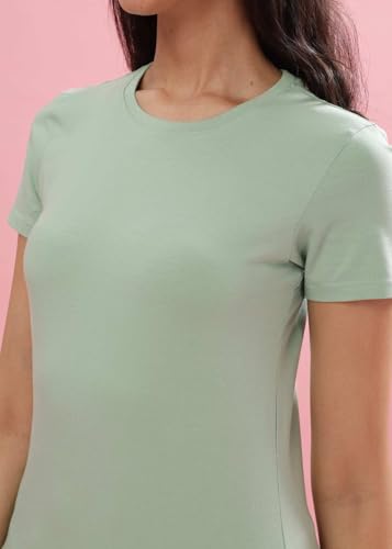 Image of Dollar Women's Solid Stretchable Cotton Round Neck Tshirt
