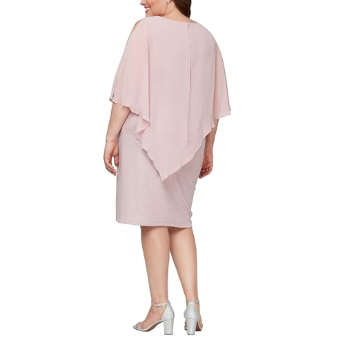 Image of S.L. Fashions Women's Plus Size Short Sheath Dress with Embellished Overlay Capelet