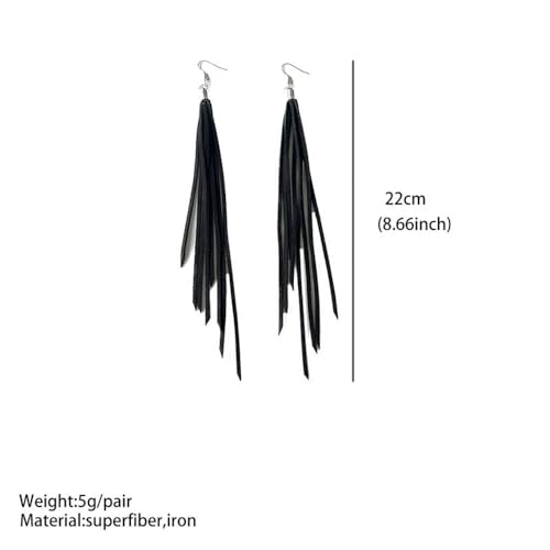 Leather Tassel Earrings Bohemian Tassel Fringe Dangle Earrings Boho Handmade Leather Feather Long Tassel Earrings Western Jewelry for Women3