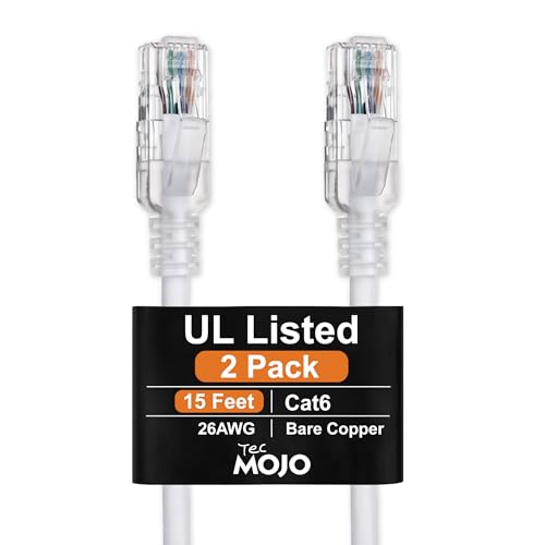 Cable Ethernet Cat6 15 pies, 2 unidades, Tecmojo miniatura 1