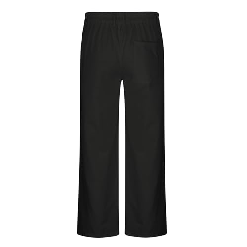 Men's Casual Pants Solid Color Elastic Waist Button Trousers Relaxed Lightweight Breathable Beach Pants with Pockets4