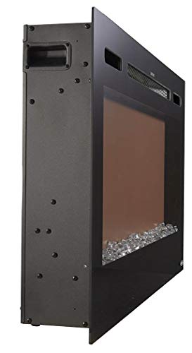 Touchstone 80014 - The Sideline Electric Fireplace - 36 Inch Wide - In Wall Recessed - 5 Flame Settings - Realistic 3 Color Flame - 1500/750 Watt Heater - (Black) - Log & Crystal Hearth Options #TOP5