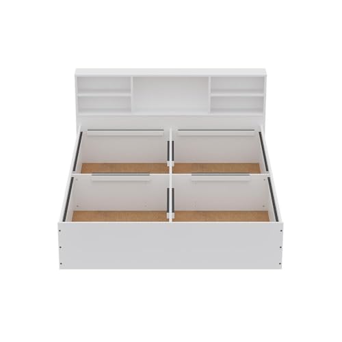 Image of Wakefit Bed | 1 Yr Warranty | Bed Queen Size, Comes with Storage Box, Noise Free, Density: 680-750 kg /m, Termite & Borer Resistant, Fits Mattresses Up to 8 Inches (Petra 78 x 60 - Frosty White)