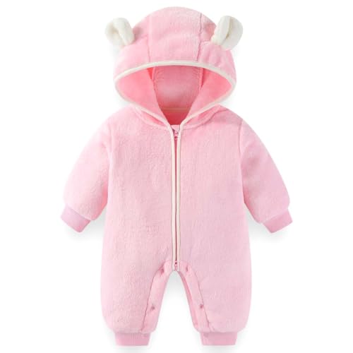 Newborn Baby Bear Outfit Suit Thin Fleece Jumpsuit Romper Hooded Winter Clothes Snowsuit Coat for Infant Girls Boys 0-12 M