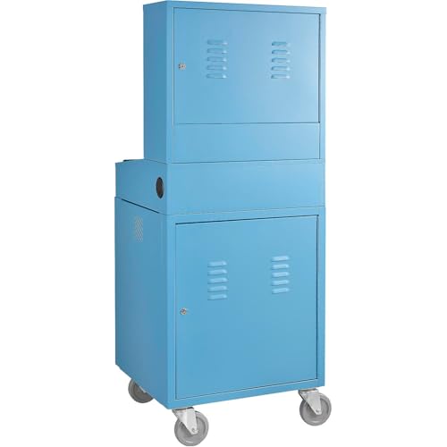 Image of Global Industrial Mobile Security LCD Computer Cabinet Enclosure, Blue | For 24 inch Diagonal Monitors, Steel Construction, Powder Coat Finish, 24-1 /2 inchW x 22-1 /2 inchD x 62-3 /4 inchH, Unassembled