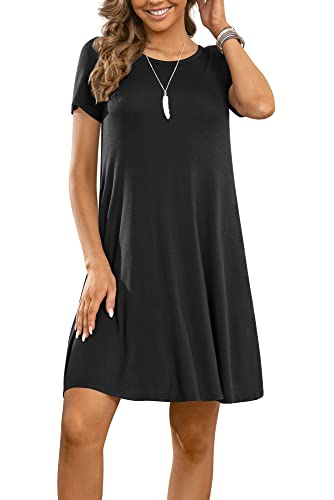Image of Women's Summer Casual Tshirt Dresses Short Sleeve Cover ups Beach Loose Dress