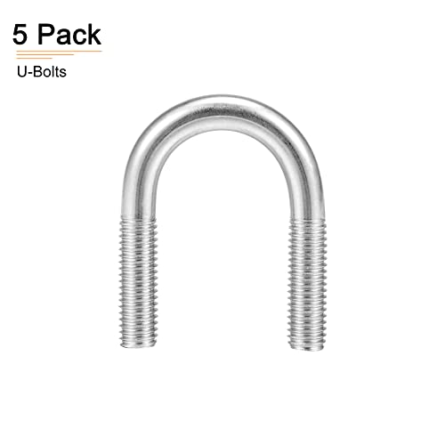 Image of DTGN 1 inchx1.97 inch(DXL) Round U-Bolts - 5Pack - Good for Construction Industry - 304 Stainless Steel Round Bend U Bolt - Silver