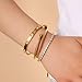 JUNVirtuous 3-Pack Gold Bracelets for Women,18K Gold Plated Bangle Tennis Bracelets Stack Set for Women Trendy Non Tarnish Stainless Steel Gold Bangles Accessories Designer Jewelry Pulseras Para Mujer