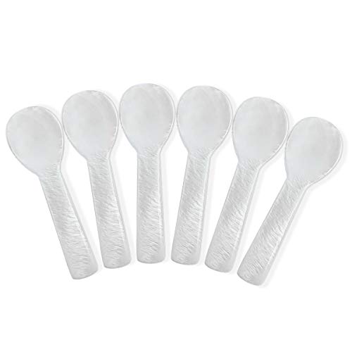Caviar Spoons - 6 Pcs Hand Crafted Caviar Spoon Set Mother of Pearl Seashell Serving Spoon Set for Caviar Salt Pepper Condiments 2.5 x 0.6 x 0.25 inches