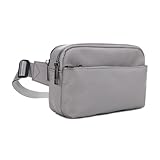 Jessie & James Crossbody Nylon Waist Pack with Adjustable Buckle Strap Fashion Multi Pocket Belt Bag for | Grey