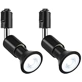 szbritelight ライティングバー用 スポットライト ダクトレールライト e26 電球付き ダクトレール用照明器具 ライティングレール 照明 PAR20 レフ球型 ランプ付 LED電球+器具セット (ブラック, 昼光色 2個セット)