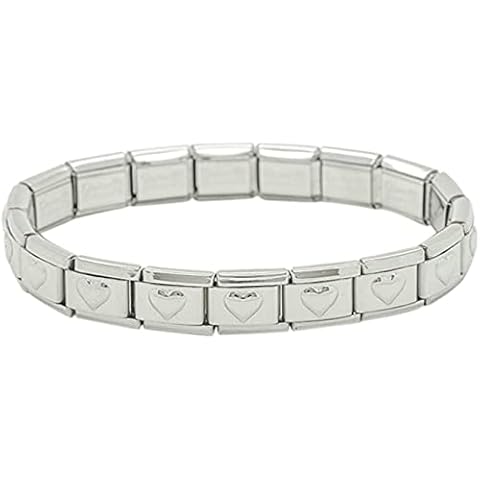 Stainless Steel Shiny Heart Base Bracelet Compatible with all 9mm Daisy Italian Style Charm Bracelets… Cover