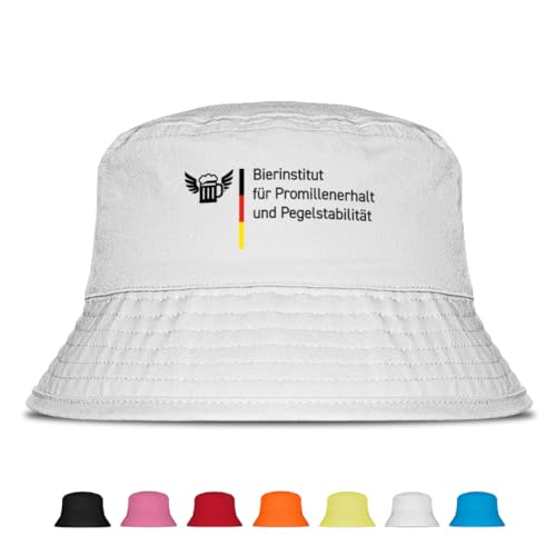 Prozente Momente Bierinstitut - Fischerhut - Lustiger Fischerhut Der perfekte Sonnenhut für Herren & Damen Ideal als Malle-Outfit Party-Accessoire & Festival-Eimerhut für den Strand|Weiß