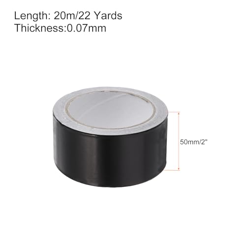 Image of uxcell Aluminum Foil Tape 2 Inch x 22 Yards Black High Temperature Tape for HVAC, Sealing, Patching Hot and Cold Air Ducts 6 Pcs, Silver