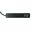 Xtreme XWS8-0110-BLK 3 Outlet Power Strip with 2 USB Ports, Black