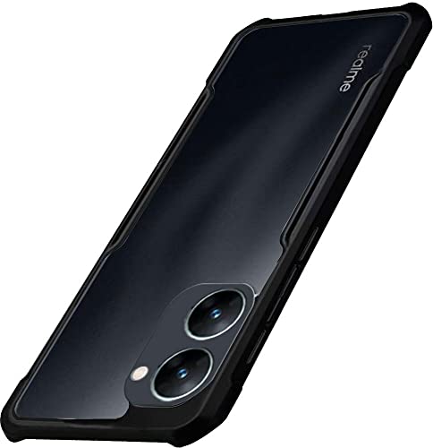 Image of A rtistque Clear Hard Transparent Acrylic Armor Anti-Drop Shockproof TPU Edge Back Cover Case for Realme 10 Pro 5G - Black