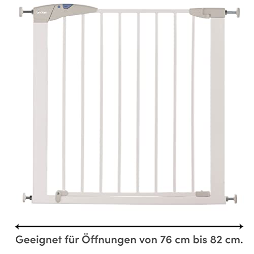 Lindam by Munchkin Sure Shut Axis Pressure Fit Safety Gate, Door and Stair Gate, Baby Gate also suitable as Dog Gate, Six Months to Two Years White, 76 - 82 cm (Pack of 1)