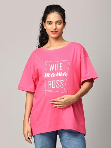 Image of The Mom Store Mom T-Shirt | Cotton | Pre and Post Pregnancy | Quirky Statements | Comfortable | Oversized