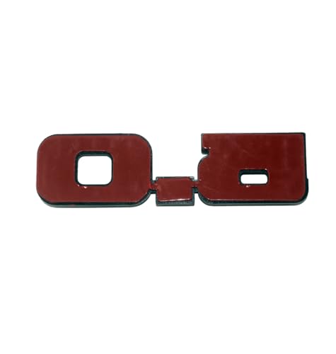 Image of 2Pc 1979-1993 5.0 Liter Engine Emblem Driver & Passenger Side Badge Nameplate Replacement for D9ZZ-16228-BC (Matte Black Red)