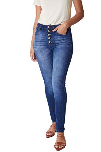 Kan Can Women's High Rise Curvy Button Fly Super Skinny Jeans - KC71142
