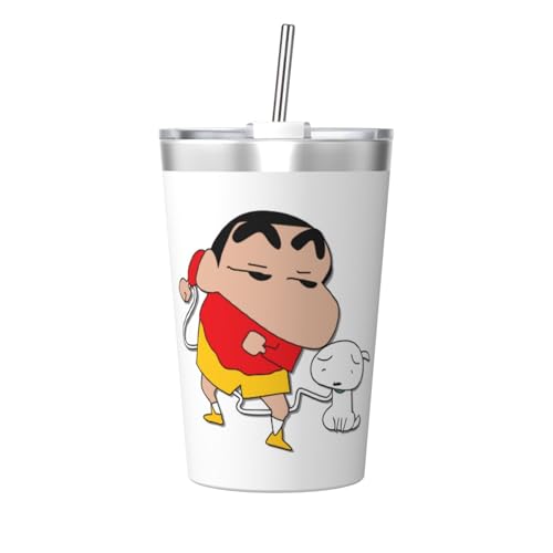 タンブラー クレヨンしんちゃん 水筒 ストローカップ マグボトル コップ 340ml ストロー付き 魔法瓶 真空断熱 保温保冷 コーヒー おしゃれ 直飲み 車用 子供 遠足 通勤 通学