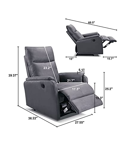 Electric Power Recliner Chair With Usb Port,Fabric Single Sofa Seat Chair,Home Theater Seating With Recliner Function,Ergonomic Lounge Chair For Small Room 35.4" D X 30" W X 39.8" H #TOP1
