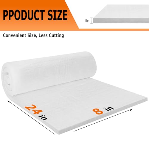 MMasters 24\"*8\"*1\" Ceramic Fiber Insulation Blanket, Fireproof & Heat Resistant Up to 2700°F, Ideal for Wood Stove Baffle, Fireplaces, Kilns, Forges, Pizza Ovens, and More - Thumbnail 2
