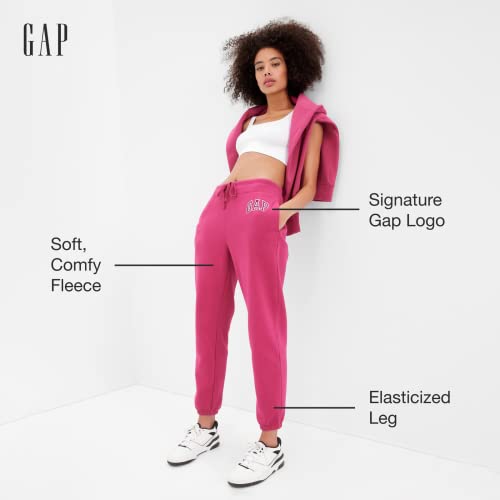GAP Calça jogger de lã com logotipo feminino, Preto verdadeiro, P
