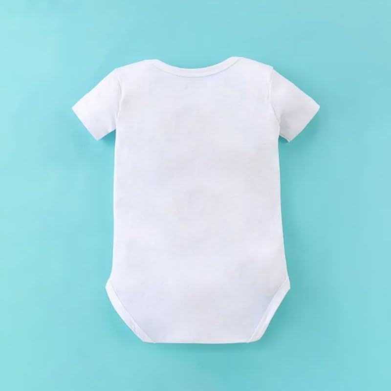 Image of KNITROOT Monthly Birthday Special Unisex Baby Romper Half Sleeve White Color
