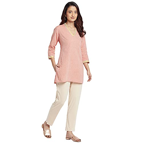 Image of GO COLORS Soft Cotton Stretch Kurti Pants Full Length for Women| Breathable, Mid Rise
