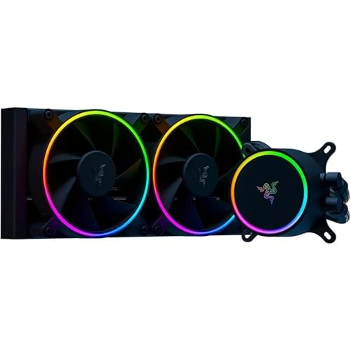 Razer Hanbo Chroma RGB All-In-One Liquid Cooler aRGB Pump Cap: Ultimate AIO Design - Quiet, Powerful aRGB Fans - Silent, Efficient Liquid Cooling - PWM Fan Controller Support - RGB Chroma aRGB - 240MM